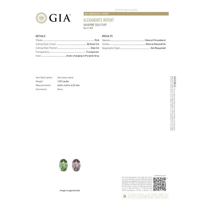 Aleksandryt naturalny szlif owalny 1.07 ct