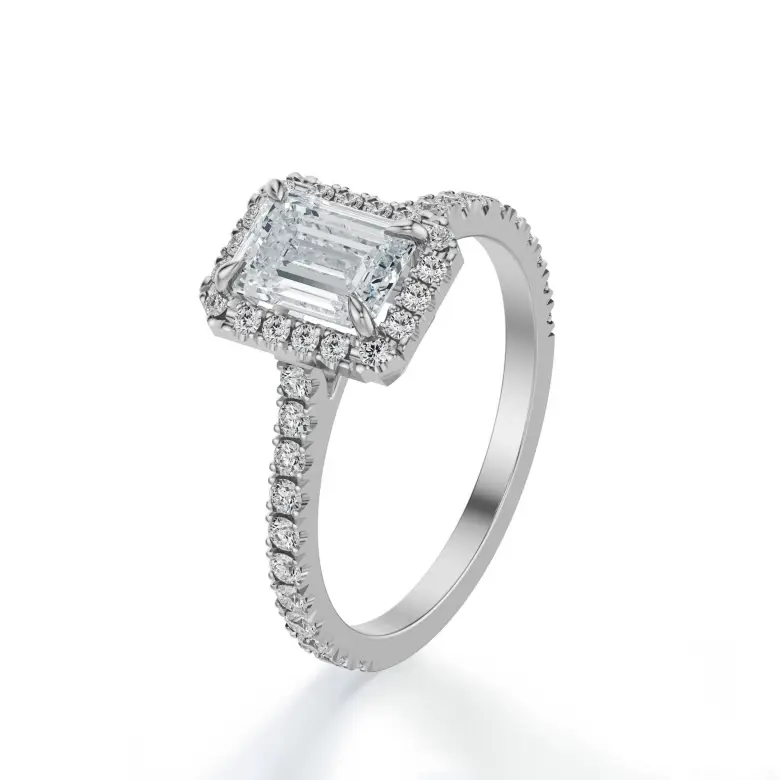 Pierścionek zaręczynowy z diamentem Emerald Halo SBPZ_086