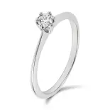 Pierścionek z diamentem 0,15 ct z białego złota
