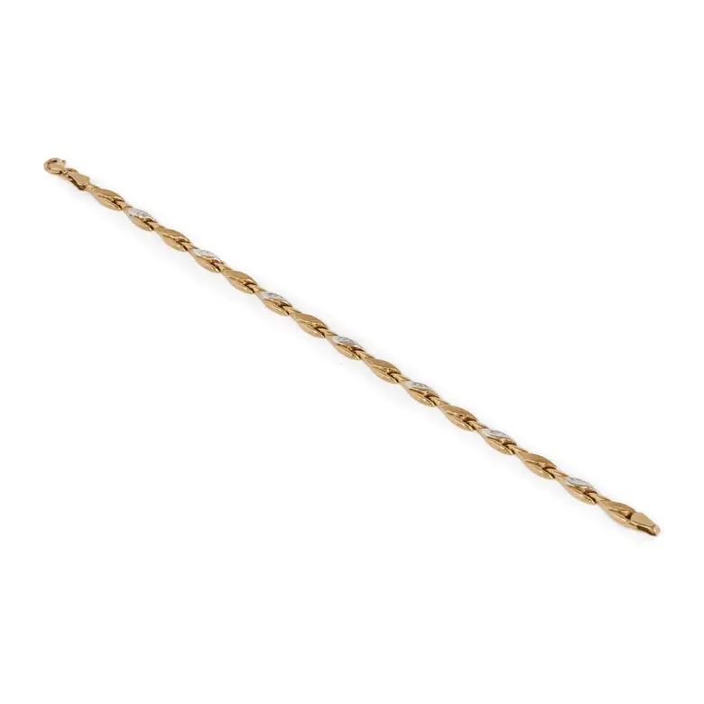 Bransoletka białe i żółte złoto