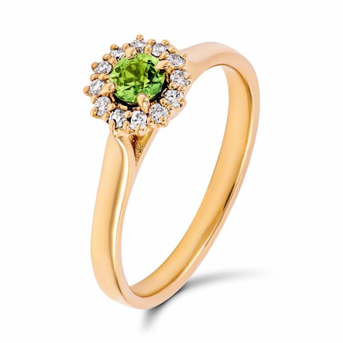 złoty pierścionek z szafirem zielonym-2509