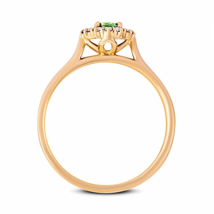 złoty pierścionek z szafirem zielonym-2508
